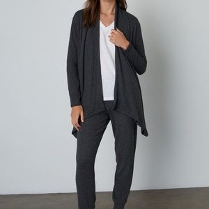 NWT Velvet by Graham & Spencer Val Open Front Draped Cardigan Small Anthracite